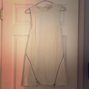 White vintage new wave mini zipper dress XS
